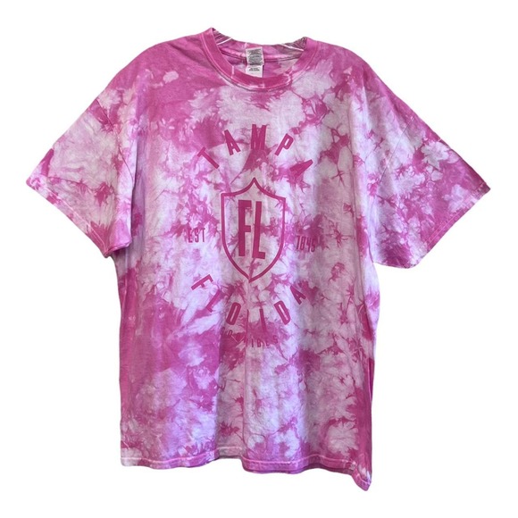 Gildan Tops - Tampa Florida VSCO Pink Tie Dye Oversized Tee